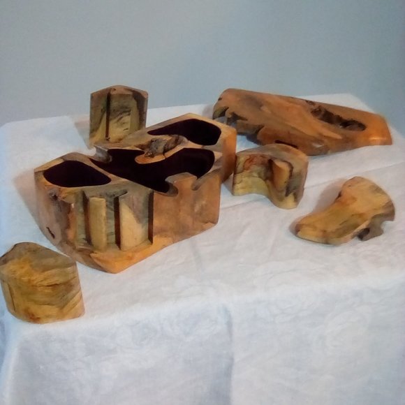 Handcrafted artist wood jewelry box men - Picture 6 of 8